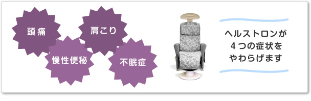 頭痛・肩こり・慢性便秘・不眠症 ヘルストロンが4つの症状をやわらげます